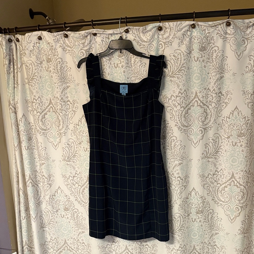 CeCe Black and Gold Checkered Mini Dress